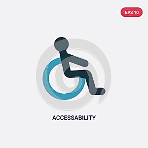 Two color accessability vector icon from interface concept. isolated blue accessability vector sign symbol can be use for web, photo
