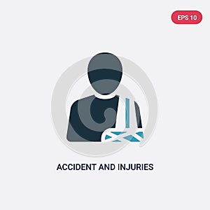 Two color accident and injuries vector icon from law and justice concept. isolated blue accident and injuries vector sign symbol