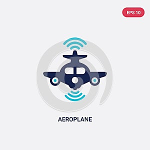 Two color aeroplane vector icon from artificial intelligence concept. isolated blue aeroplane vector sign symbol can be use for