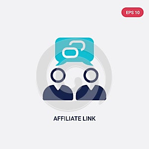 Two color affiliate link vector icon from general-1 concept. isolated blue affiliate link vector sign symbol can be use for web,