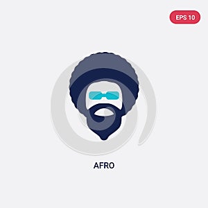 Two color afro vector icon from discotheque concept. isolated blue afro vector sign symbol can be use for web, mobile and logo.