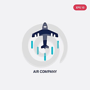 Two color air company vector icon from airport terminal concept. isolated blue air company vector sign symbol can be use for web,