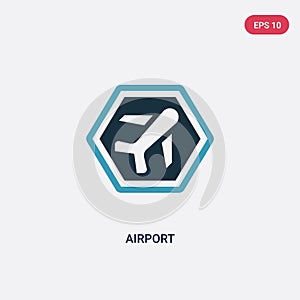Two color airport vector icon from signs concept. isolated blue airport vector sign symbol can be use for web, mobile and logo.