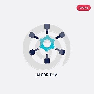 Two color algorithm vector icon from artificial intelligence concept. isolated blue algorithm vector sign symbol can be use for