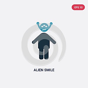 Two color alien smile vector icon from people concept. isolated blue alien smile vector sign symbol can be use for web, mobile and