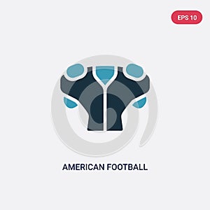 Two color american football player black t shirt cloth vector icon from sports concept. isolated blue american football player