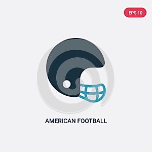 Two color american football player helmet vector icon from sports concept. isolated blue american football player helmet vector