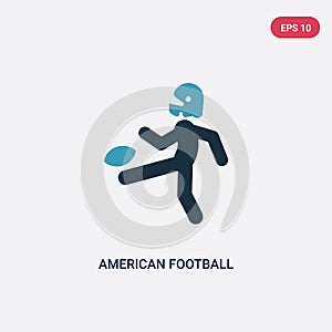 Two color american football player kicking the ball vector icon from sports concept. isolated blue american football player
