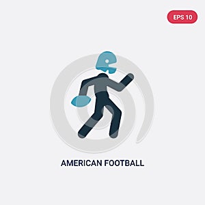 Two color american football player running with the ball vector icon from sports concept. isolated blue american football player