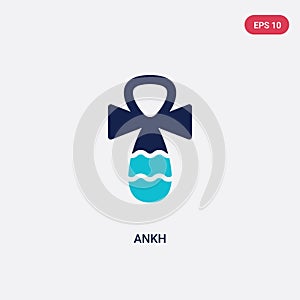Two color ankh vector icon from africa concept. isolated blue ankh vector sign symbol can be use for web, mobile and logo. eps 10