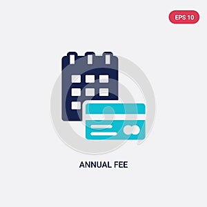 Two color annual fee vector icon from general-1 concept. isolated blue annual fee vector sign symbol can be use for web, mobile