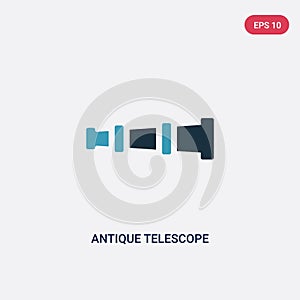 Two color antique telescope vector icon from people skills concept. isolated blue antique telescope vector sign symbol can be use