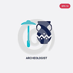 Two color archeologist vector icon from history concept. isolated blue archeologist vector sign symbol can be use for web, mobile