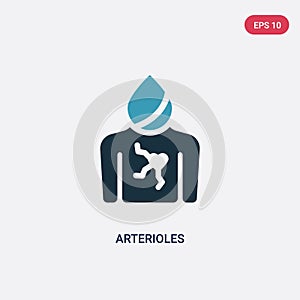 Two color arterioles vector icon from sauna concept. isolated blue arterioles vector sign symbol can be use for web, mobile and photo