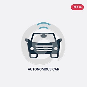 Two color autonomous car vector icon from smart house concept. isolated blue autonomous car vector sign symbol can be use for web