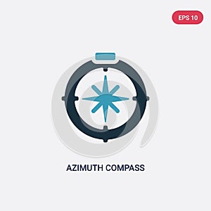 Two color azimuth compass vector icon from nautical concept. isolated blue azimuth compass vector sign symbol can be use for web,