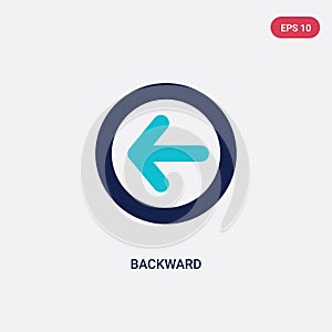 Two color backward vector icon from arrows 2 concept. isolated blue backward vector sign symbol can be use for web, mobile and