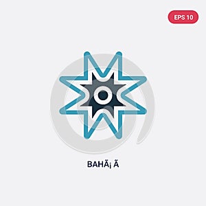 Two color bahÃ£Â¡ Ã£Â­ vector icon from religion concept. isolated blue bahÃ£Â¡ Ã£Â­ vector sign symbol can be use for web, mobile