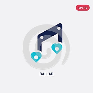 Two color ballad vector icon from love & wedding concept. isolated blue ballad vector sign symbol can be use for web, mobile and