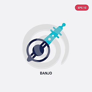 Two color banjo vector icon from africa concept. isolated blue banjo vector sign symbol can be use for web, mobile and logo. eps