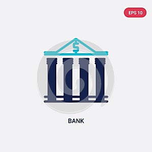Two color bank vector icon from digital economy concept. isolated blue bank vector sign symbol can be use for web, mobile and logo