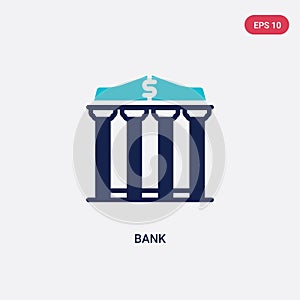 Two color bank vector icon from education concept. isolated blue bank vector sign symbol can be use for web, mobile and logo. eps