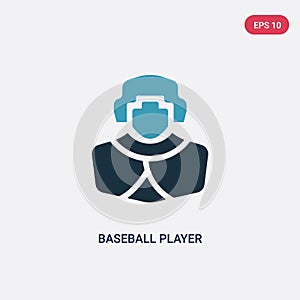 Two color baseball player vector icon from professions & jobs concept. isolated blue baseball player vector sign symbol can be use