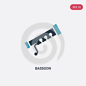 Two color bassoon vector icon from music concept. isolated blue bassoon vector sign symbol can be use for web, mobile and logo.