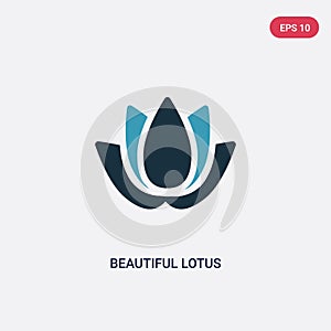 Two color beautiful lotus flower vector icon from nature concept. isolated blue beautiful lotus flower vector sign symbol can be