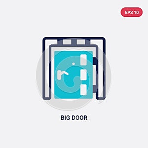 Two color big door vector icon from construction concept. isolated blue big door vector sign symbol can be use for web, mobile and