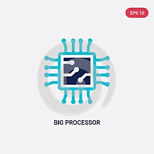 Two color big processor vector icon from hardware concept. isolated blue big processor vector sign symbol can be use for web,