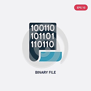 Two color binary file vector icon from programming concept. isolated blue binary file vector sign symbol can be use for web,