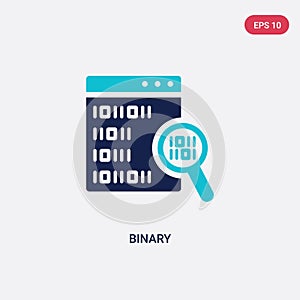 Two color binary vector icon from artificial intelligence concept. isolated blue binary vector sign symbol can be use for web,