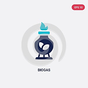 Two color biogas vector icon from ecology concept. isolated blue biogas vector sign symbol can be use for web, mobile and logo.