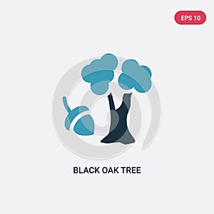 Two color black oak tree vector icon from nature concept. isolated blue black oak tree vector sign symbol can be use for web,