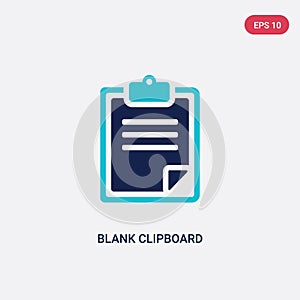 Two color blank clipboard vector icon from education concept. isolated blue blank clipboard vector sign symbol can be use for web