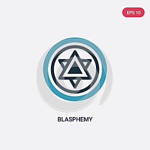 Two color blasphemy vector icon from religion concept. isolated blue blasphemy vector sign symbol can be use for web, mobile and