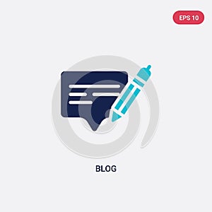 Two color blog vector icon from blogger and influencer concept. isolated blue blog vector sign symbol can be use for web, mobile
