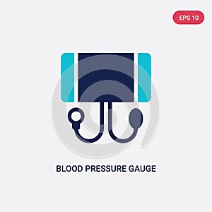 Two color blood pressure gauge vector icon from health and medical concept. isolated blue blood pressure gauge vector sign symbol