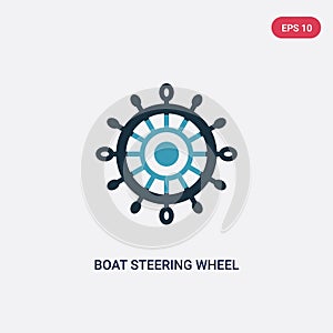 Two color boat steering wheel vector icon from nautical concept. isolated blue boat steering wheel vector sign symbol can be use
