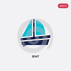 Two color boat vector icon from camping concept. isolated blue boat vector sign symbol can be use for web, mobile and logo. eps 10