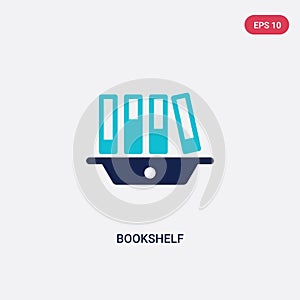 Two color bookshelf vector icon from education 2 concept. isolated blue bookshelf vector sign symbol can be use for web, mobile