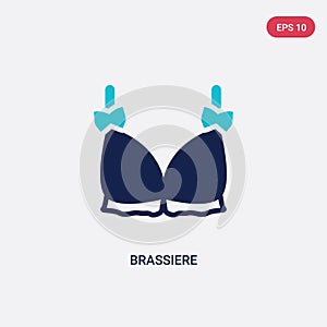 Two color brassiere vector icon from clothes concept. isolated blue brassiere vector sign symbol can be use for web, mobile and