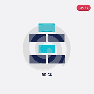 Two color brick vector icon from tools concept. isolated blue brick vector sign symbol can be use for web, mobile and logo. eps 10