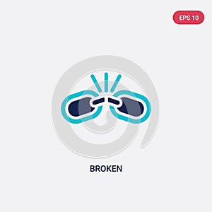 Two color broken vector icon from electrian connections concept. isolated blue broken vector sign symbol can be use for web,