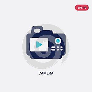 Two color camera vector icon from blogger and influencer concept. isolated blue camera vector sign symbol can be use for web,