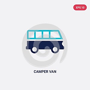 Two color camper van vector icon from camping concept. isolated blue camper van vector sign symbol can be use for web, mobile and