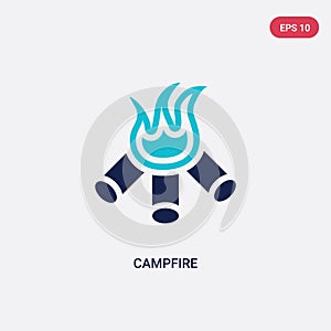 Two color campfire vector icon from camping concept. isolated blue campfire vector sign symbol can be use for web, mobile and logo