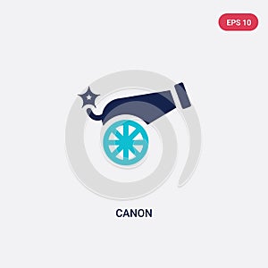 Two color canon vector icon from army concept. isolated blue canon vector sign symbol can be use for web, mobile and logo. eps 10
