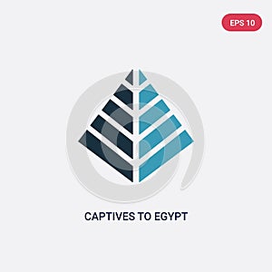 Two color captives to egypt vector icon from religion concept. isolated blue captives to egypt vector sign symbol can be use for